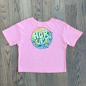 Hurley Big Girls Bubblegum Hot Pink Logo Graphic Tee Size Large